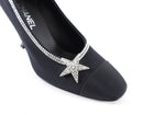 Chanel Black Fabric Pumps with Crystal Star Strass Trim - 40C