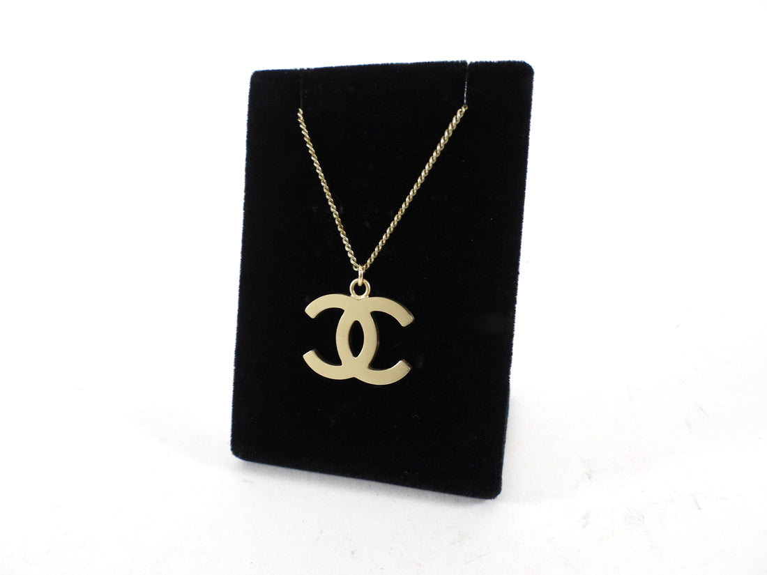 Chanel 12A Antiqued Goltone Crystal CC Baguette Pendant Necklace