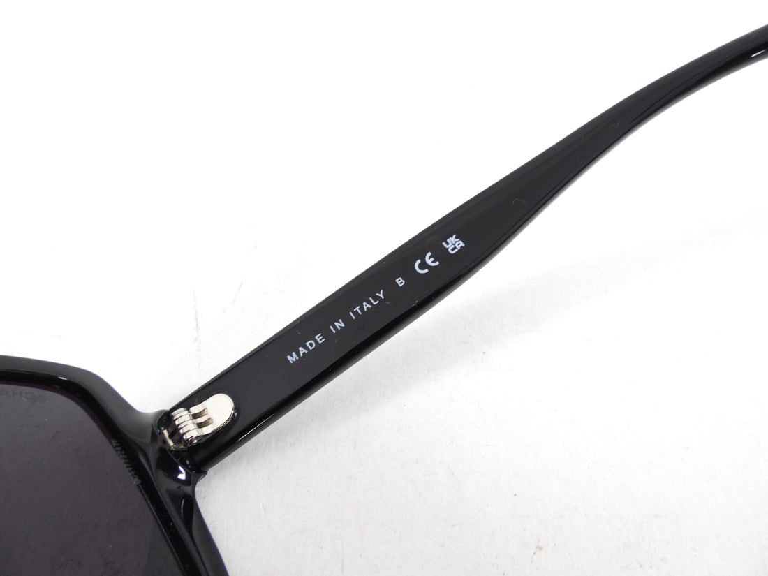 Chanel 5408 Black Square Sunglasses with White Logo at Temple