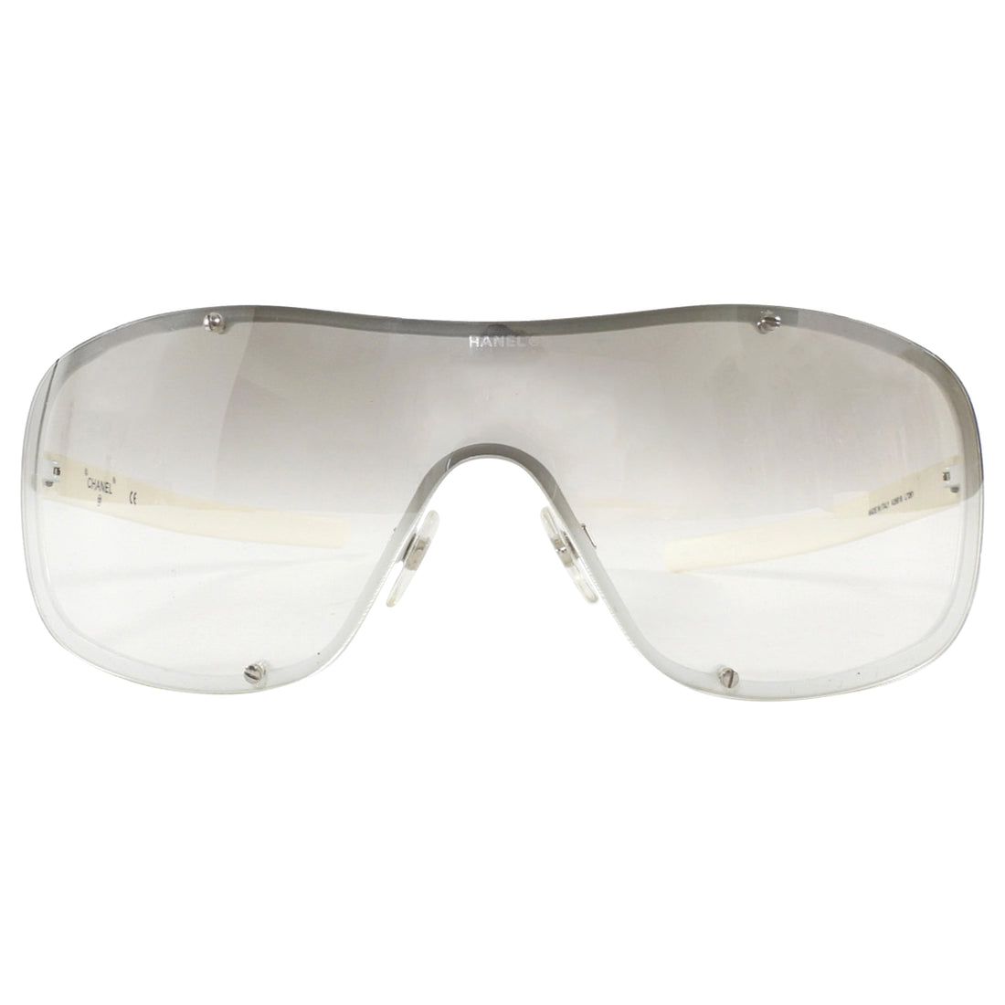 Chanel Sport Vintage 2000's White Grey Gradient Shield Sunglasses