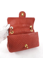 Chanel Surpique Chevron Red Quilted Small Flap Bag