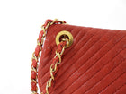 Chanel Surpique Chevron Red Quilted Small Flap Bag