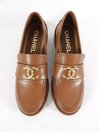 Chanel Caramel Brown 24C Smooth Leather CC Logo Loafers - 36.5 (37)