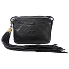 Chanel Vintage Black Quilted Leather Tassel Camera Bag