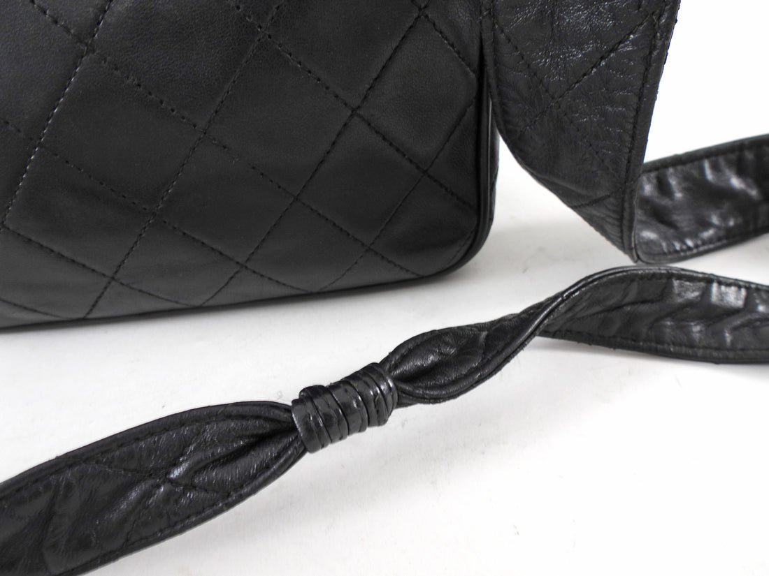 Chanel Vintage Black Quilted Leather Tassel Camera Bag