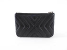Chanel Black Leather Chevron Tassel Mini Zip Pouch
