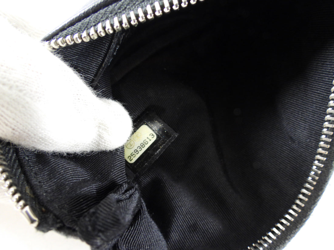 Chanel Black Leather Chevron Tassel Mini Zip Pouch