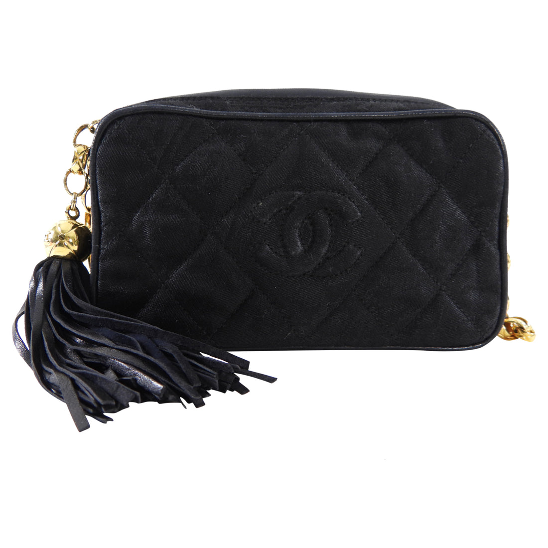 Chanel Vintage 1991 Black Mini Tassel Bijoux Camera Bag