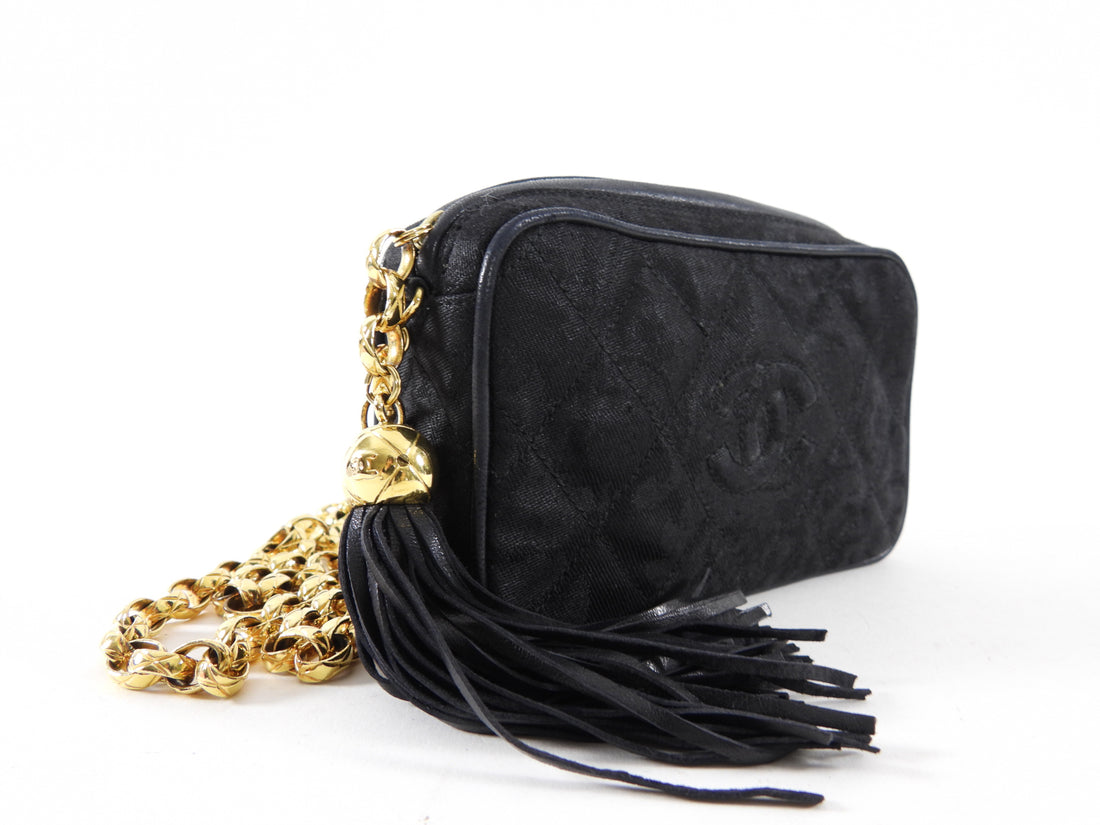 Chanel Vintage 1991 Black Mini Tassel Bijoux Camera Bag