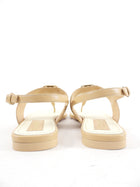 Chanel Beige Leather CC Logo Thong Sandals - 37.5 C