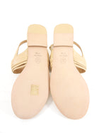 Chanel Beige Leather CC Logo Thong Sandals - 37.5 C