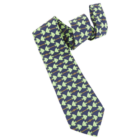 Chanel Green and Navy Tropical Fish Silk Tie