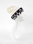 Chanel White and Black Logo Knit Cashmere Beanie Hat