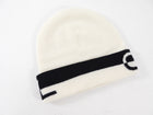 Chanel White and Black Logo Knit Cashmere Beanie Hat