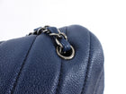 Chanel Navy Blue Chevron Quilted XXL Travel Flap Bag