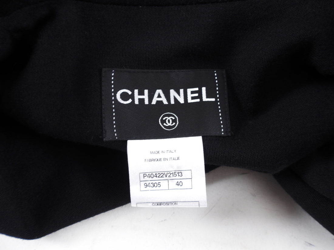 Chanel 11A Black Wool Knit Jersey Belted Trench Coat - FR40 / 8 (M)