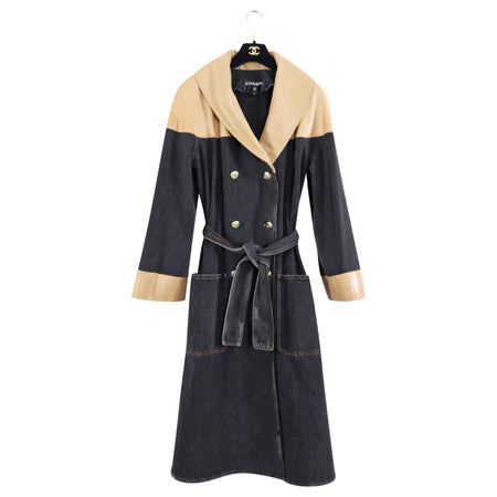 Chanel 19A Runway Denim and Leather Trench Coat - FR36 (4/6)
