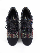 Chanel 2015 Black Multi Tweed Platform Shoes - 36.5