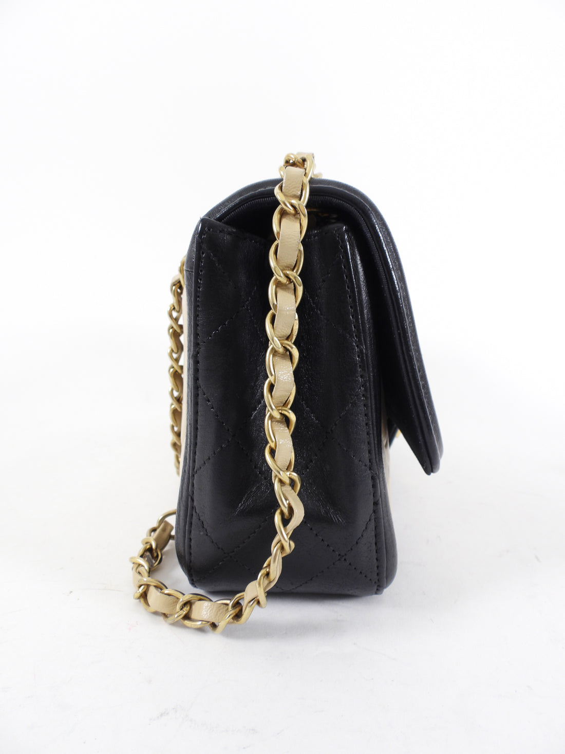 Chanel Black and Beige Medium Two Tone Elegant Flap Bag