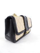 Chanel Black and Beige Medium Two Tone Elegant Flap Bag