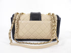 Chanel Black and Beige Medium Two Tone Elegant Flap Bag