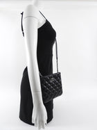 Chanel Uniform Black Quilt Leather Crossbody Flat Pouch Bag