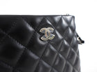 Chanel Uniform Black Quilt Leather Crossbody Flat Pouch Bag