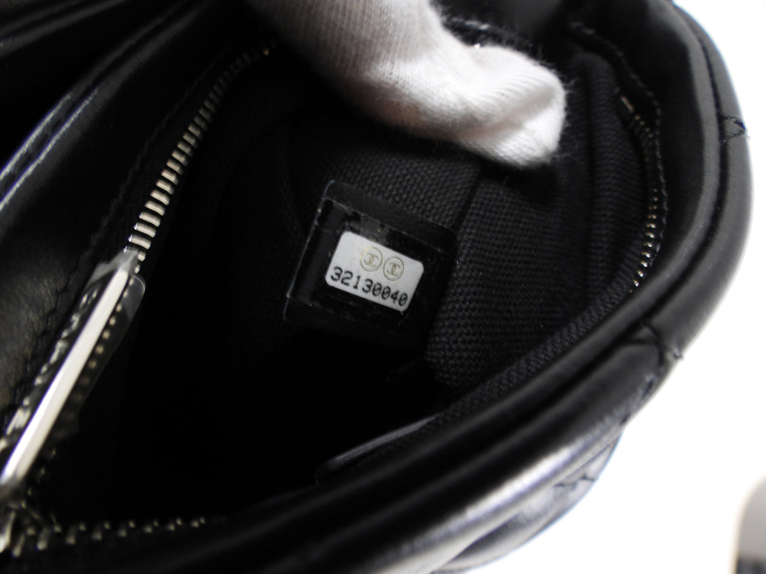 Chanel Uniform Black Quilt Leather Crossbody Flat Pouch Bag