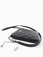 Chanel Uniform Black Quilt Leather Crossbody Flat Pouch Bag