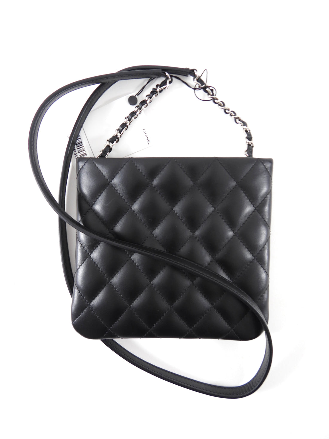Chanel Uniform Black Quilt Leather Crossbody Flat Pouch Bag