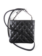 Chanel Uniform Black Quilt Leather Crossbody Flat Pouch Bag