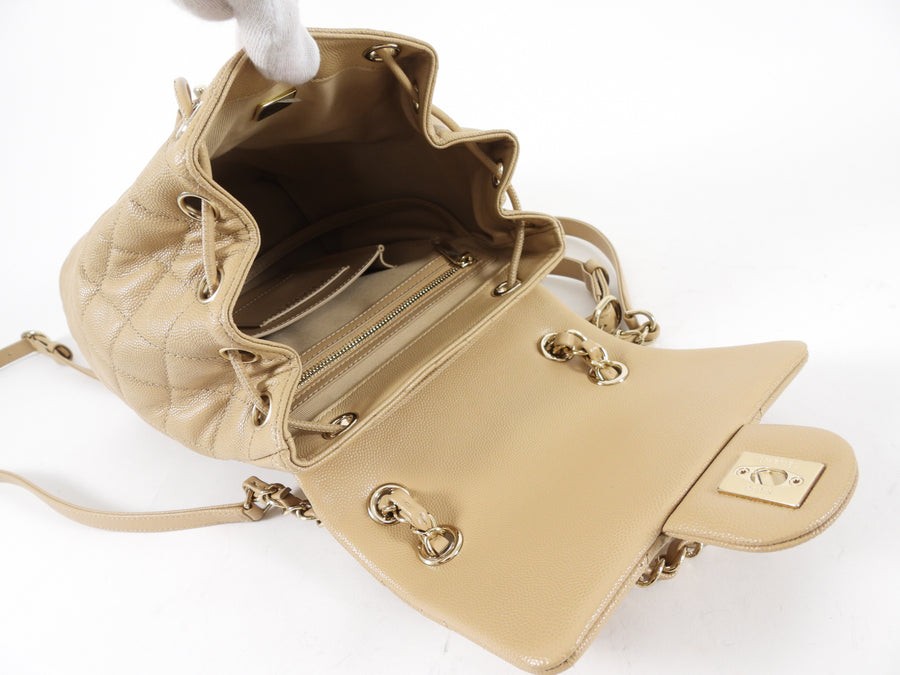 Chanel Beige Caviar Leather Urban Spirit Backpack GHW