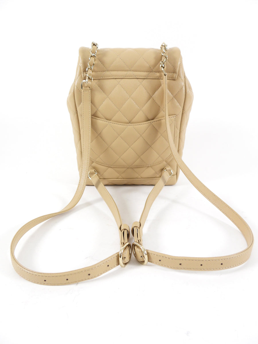 Chanel Beige Caviar Leather Urban Spirit Backpack GHW