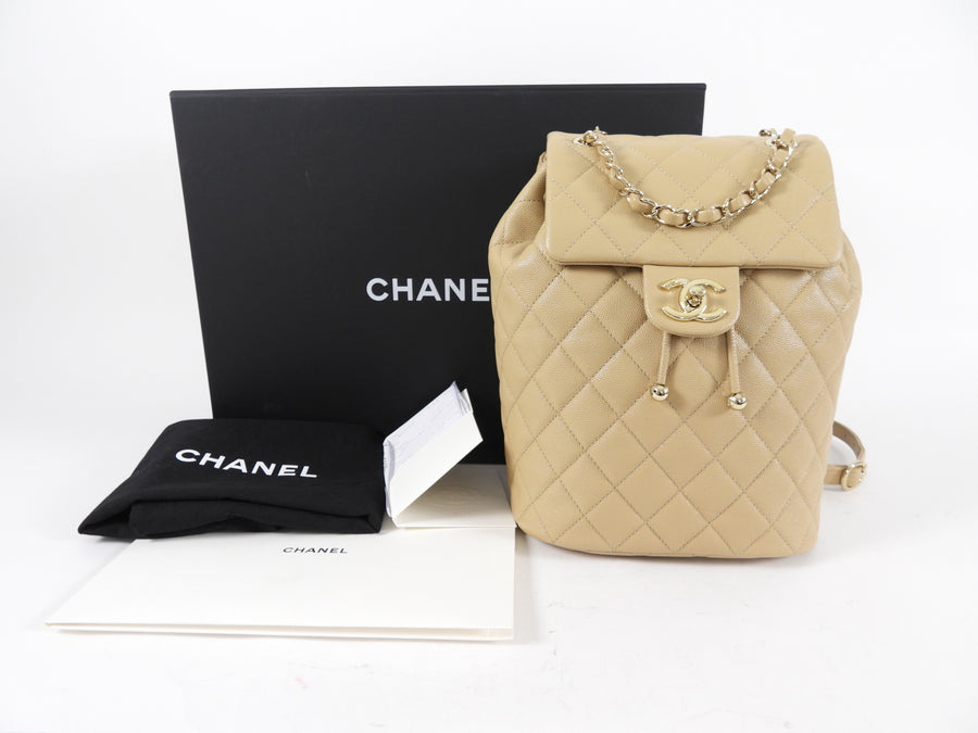 Chanel Beige Caviar Leather Urban Spirit Backpack GHW