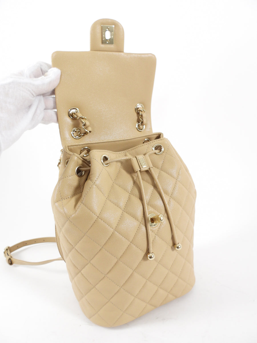 Chanel Beige Caviar Leather Urban Spirit Backpack GHW