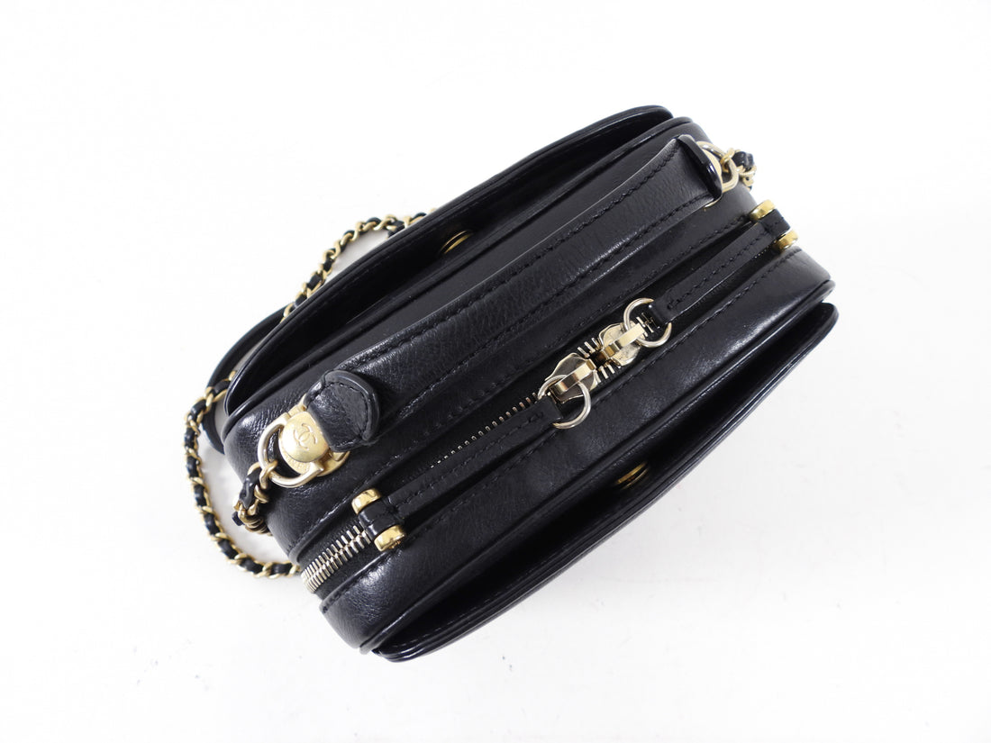 Chanel Black Lambskin Leather Extra Pocket Vanity Chain Bag
