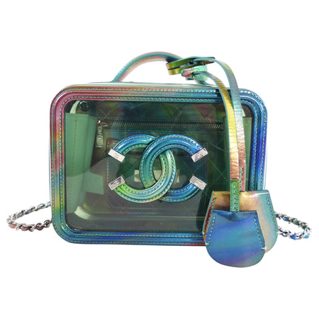 Chanel 20C Iridescent Rainbow Filigree Clear PVC CC Vanity Case