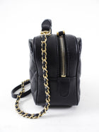 Chanel Black Lambskin Leather Extra Pocket Vanity Chain Bag