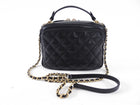 Chanel Black Lambskin Leather Extra Pocket Vanity Chain Bag