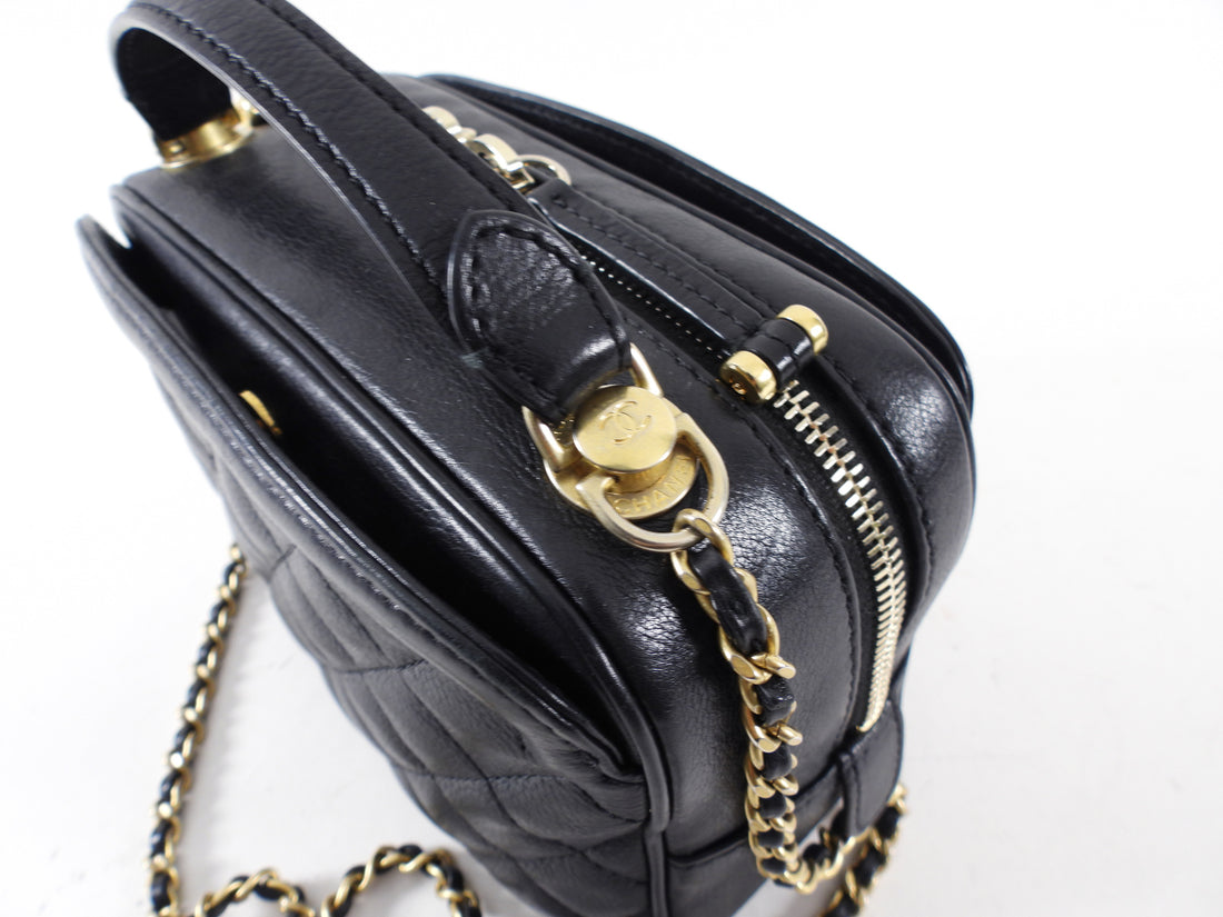 Chanel Black Lambskin Leather Extra Pocket Vanity Chain Bag