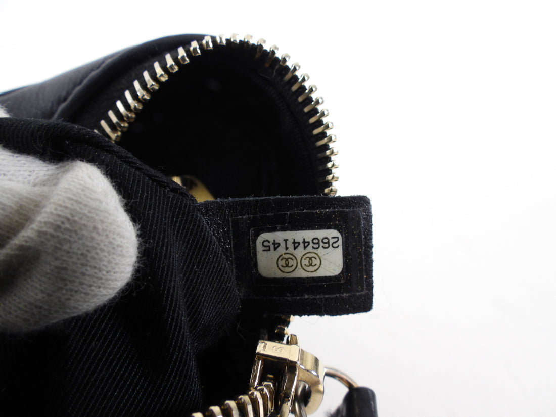 Chanel Black Lambskin Leather Extra Pocket Vanity Chain Bag