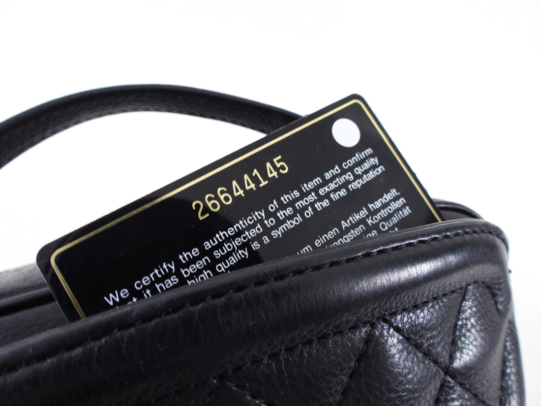 Chanel Black Lambskin Leather Extra Pocket Vanity Chain Bag