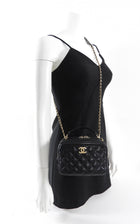 Chanel Black Lambskin Leather Extra Pocket Vanity Chain Bag