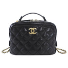 Chanel Black Lambskin Leather Extra Pocket Vanity Chain Bag