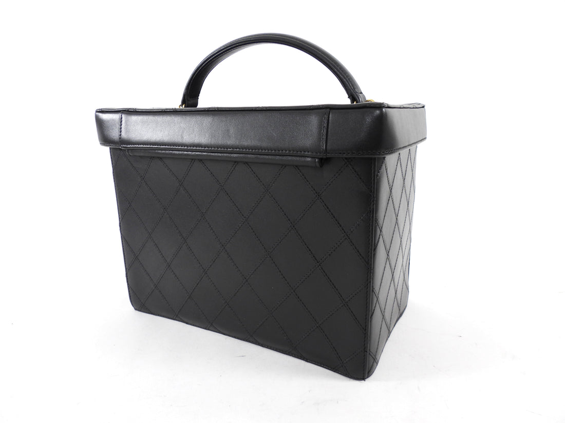 Chanel Vintage 1994 Black Quilted Leather Box Vanity Case Bag
