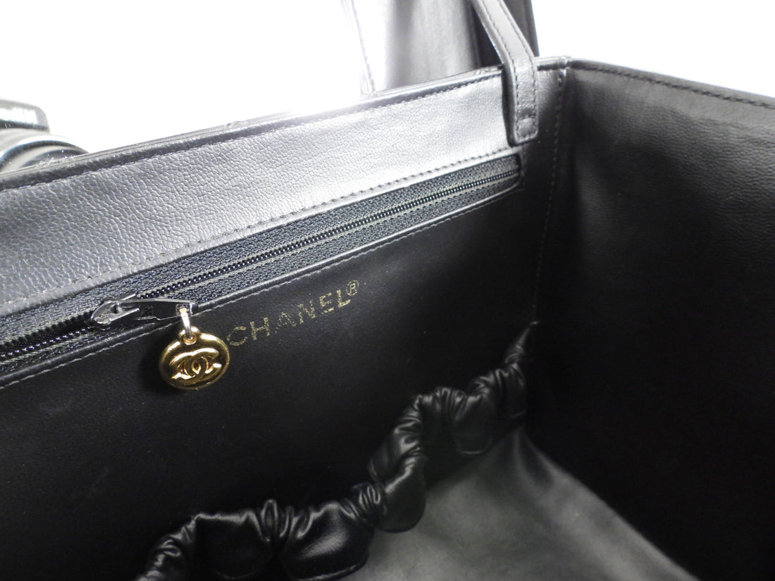 Chanel Vintage 1994 Black Quilted Leather Box Vanity Case Bag