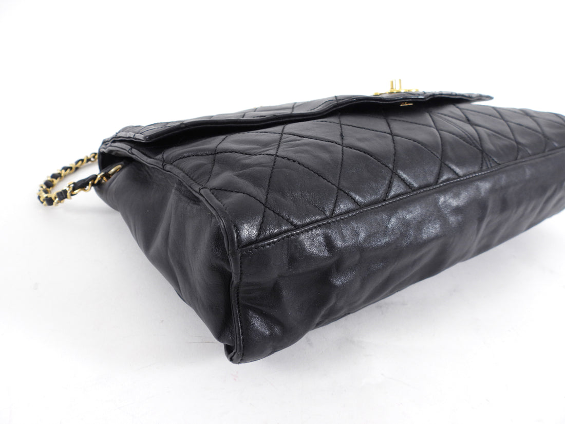 Chanel Black Quilted Leather Vintage Two Way Envelope Flap Chain Bag