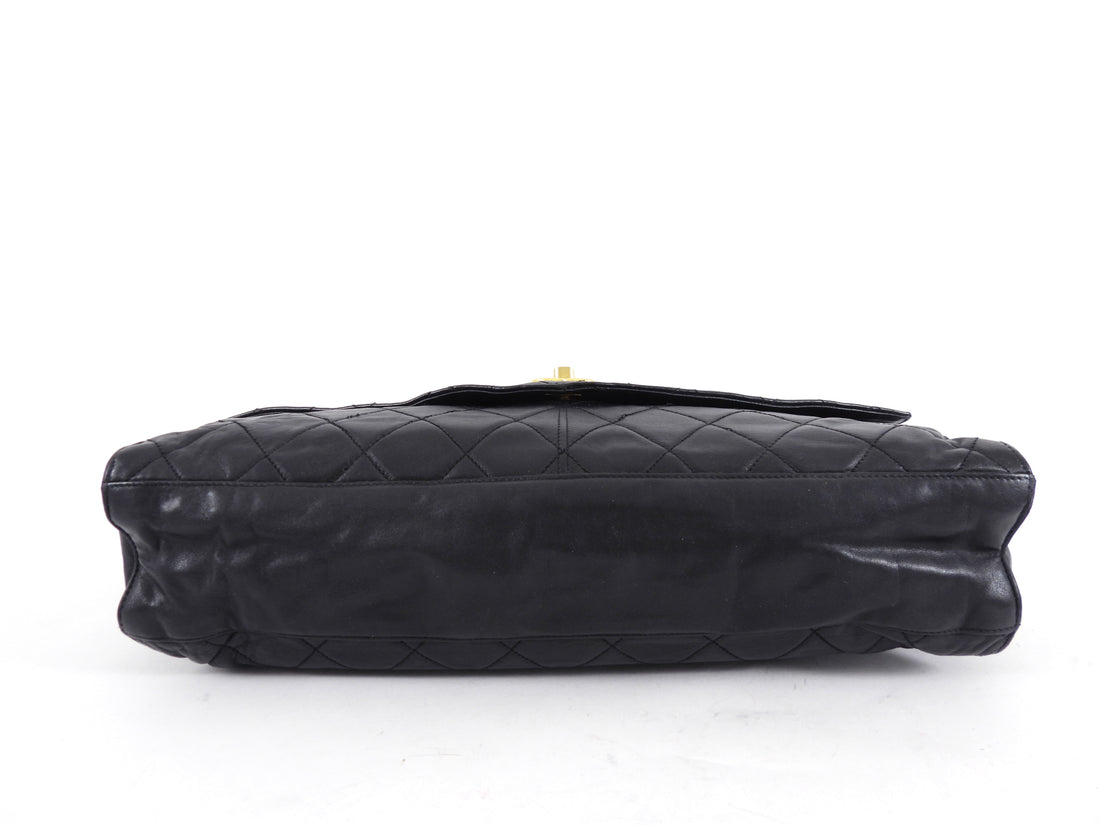Chanel Black Quilted Leather Vintage Two Way Envelope Flap Chain Bag