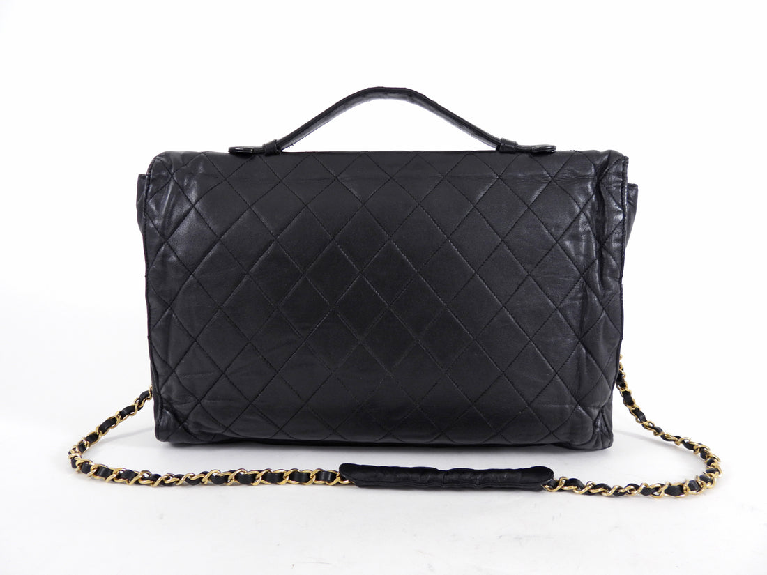 Chanel Black Quilted Leather Vintage Two Way Envelope Flap Chain Bag