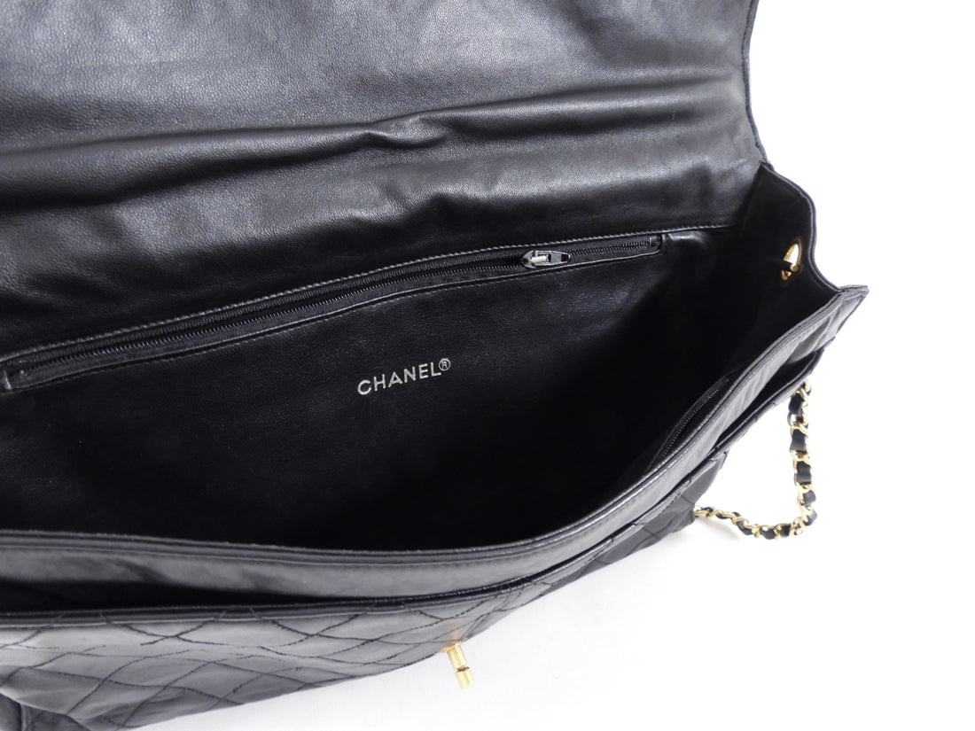 Chanel Black Quilted Leather Vintage Two Way Envelope Flap Chain Bag